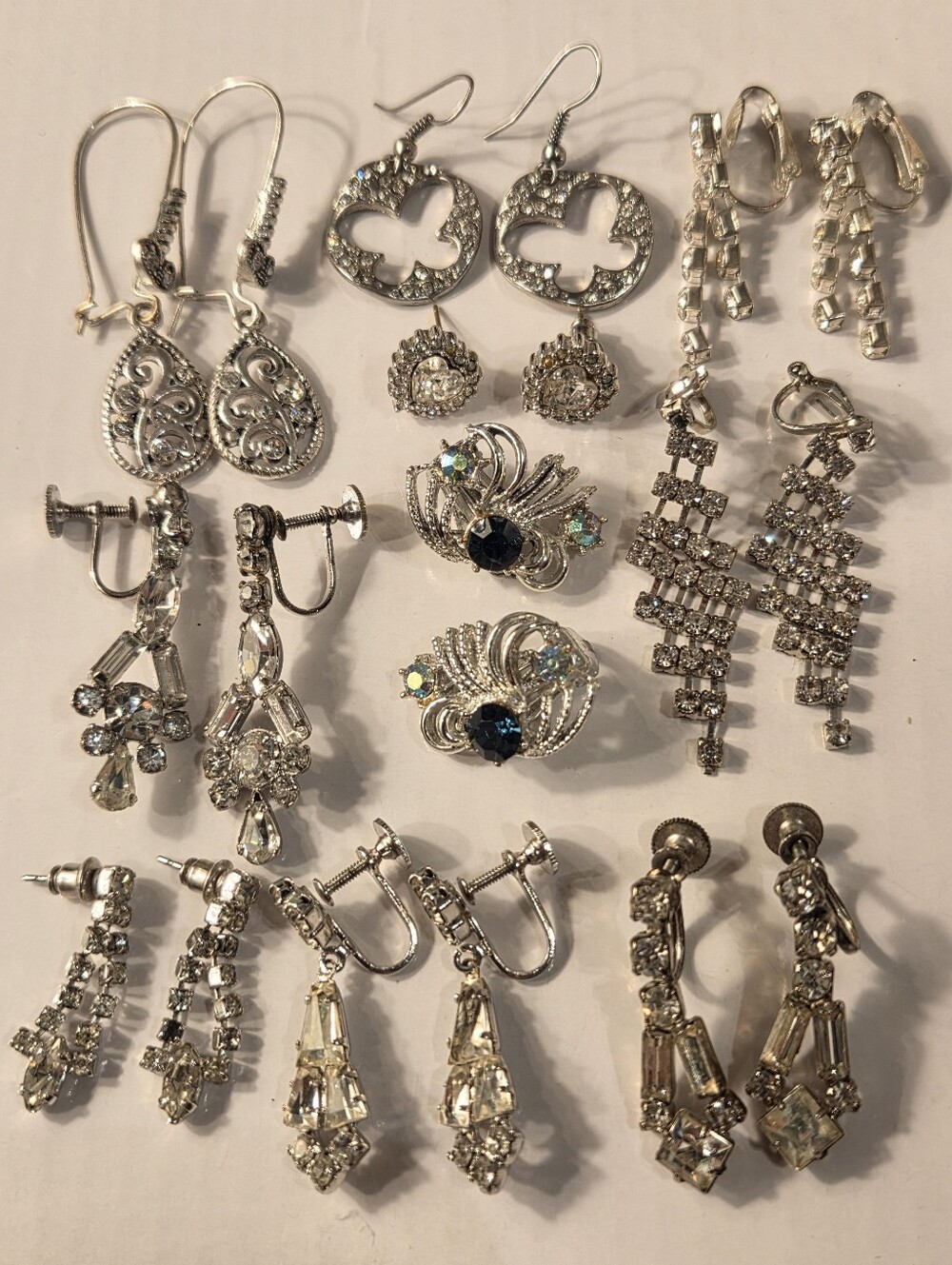 Assorted Silver-Tone Crystal Drop Earrings - Pack